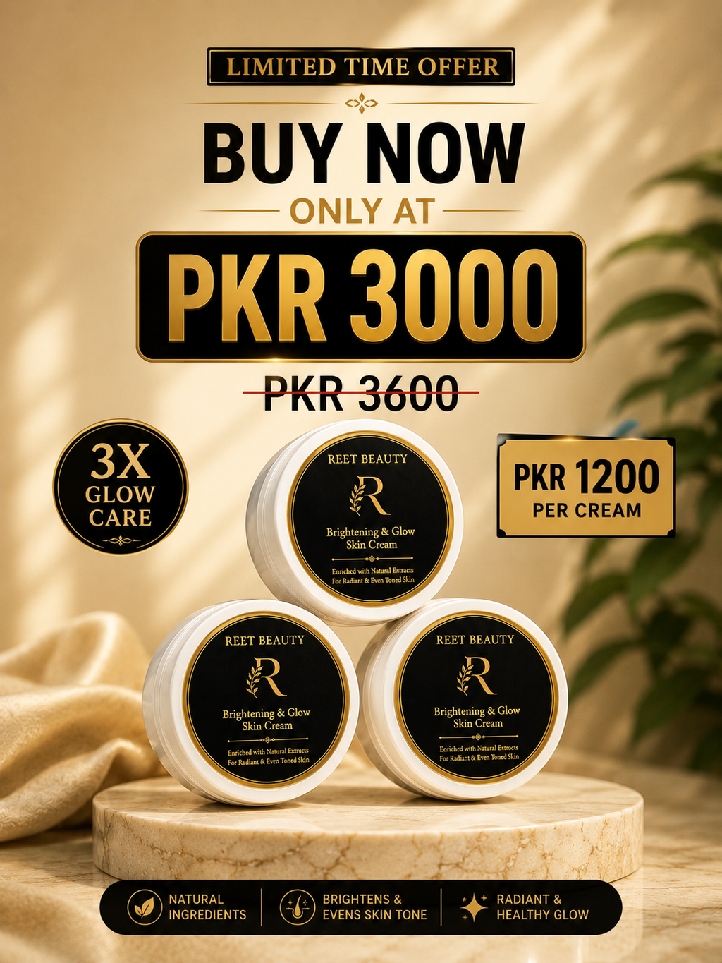 🌟 REET BEAUTY – 3 Face Whitening Creams Special Offer 🌟