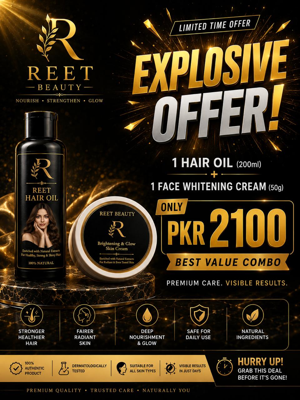 Limited Time Offer 1 Reet Hair Oil and Reet Beauty Cream 🔥